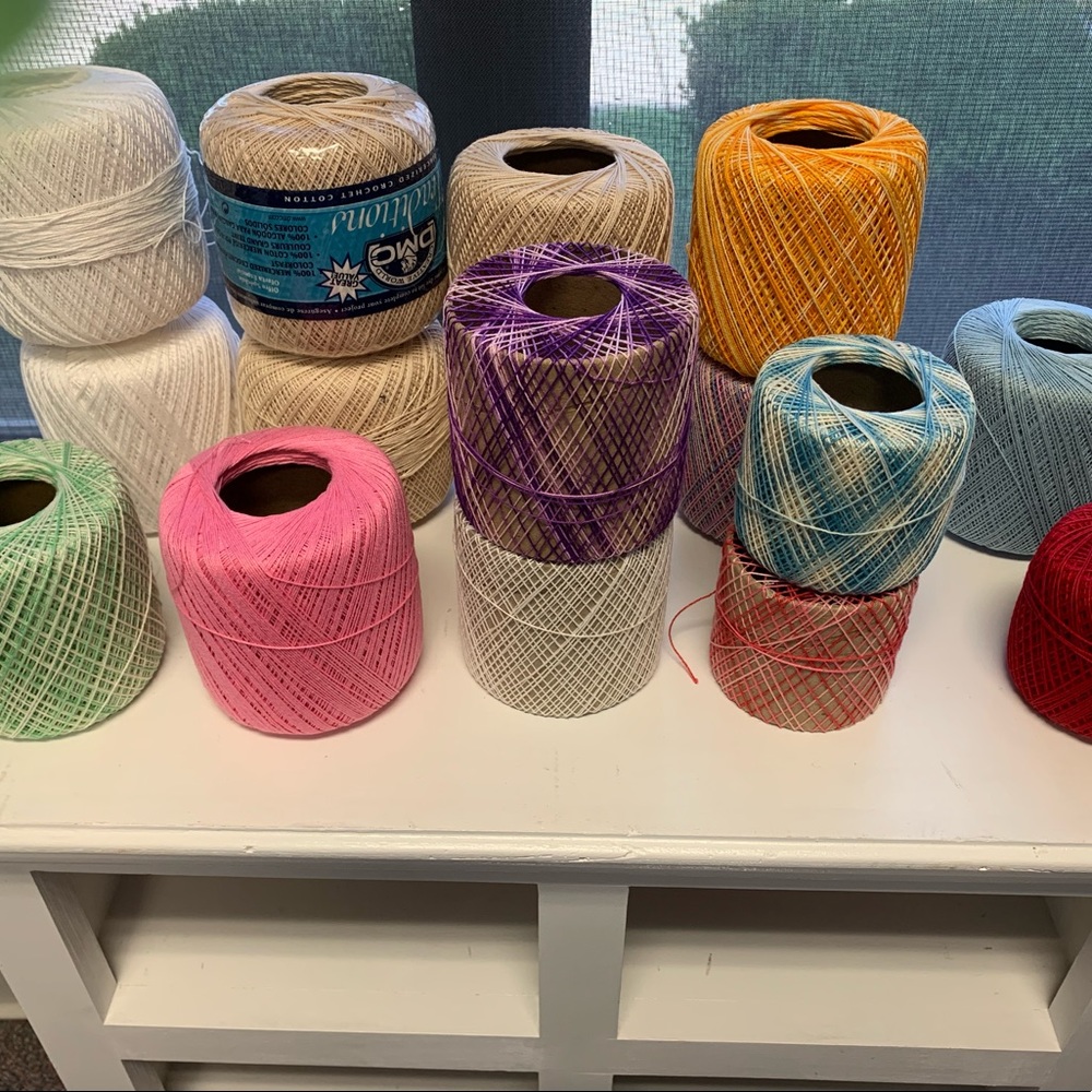 Lot of (16) assorted crochet threads cotton